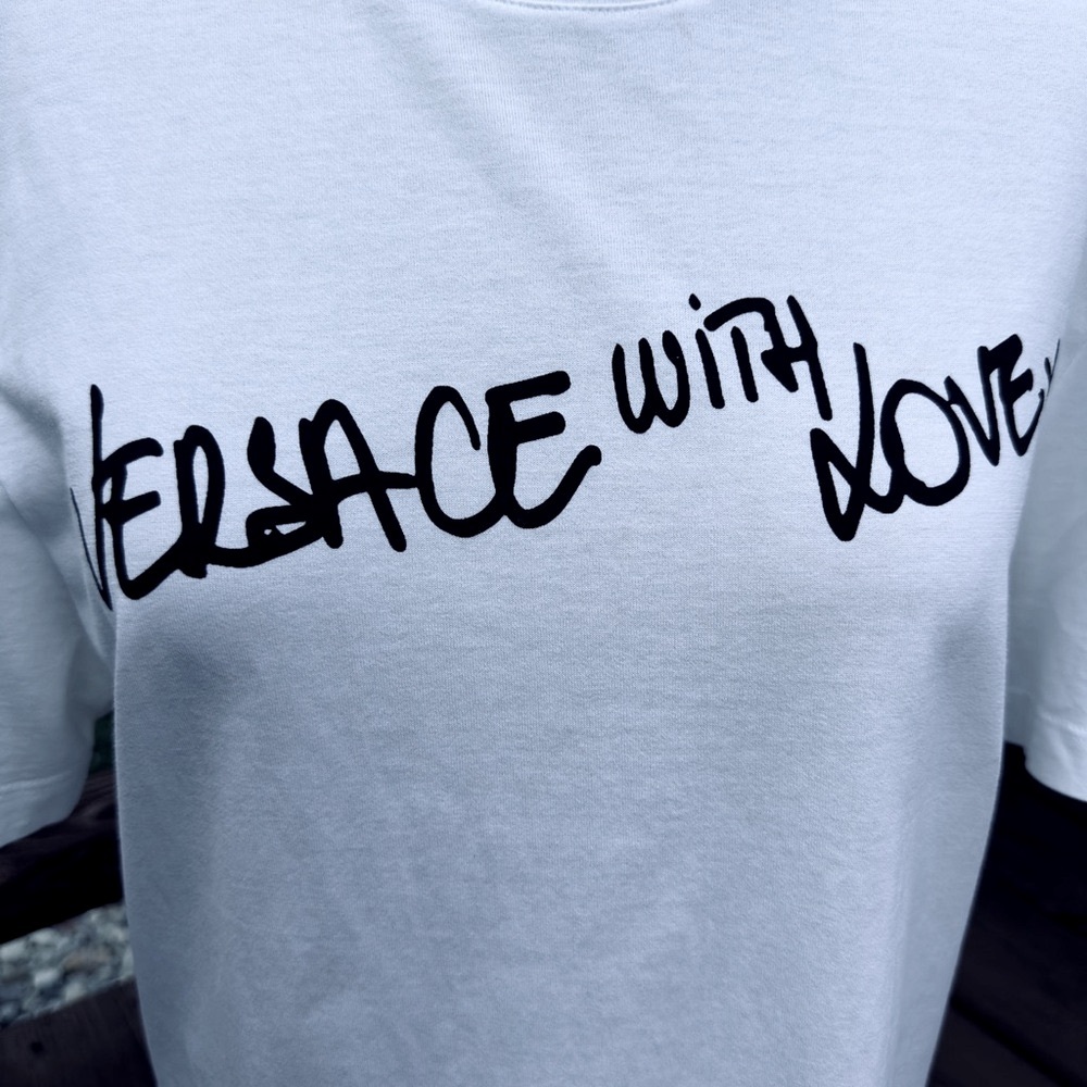 Versace White Tee With Black Script - image 6